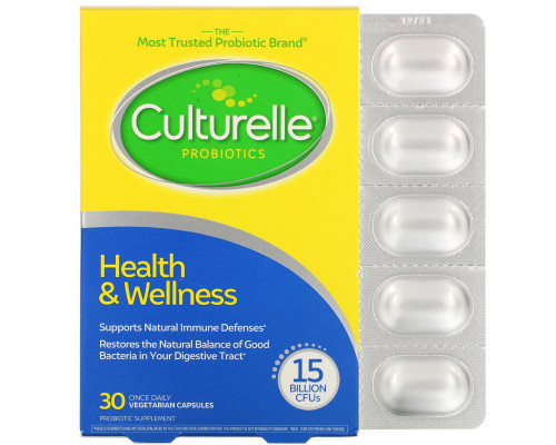 Culturelle, Health & Wellness, поддержка иммунитета, 30 вегетарианских капсул для приема один раз в день Culturelle, Health & Wellness, поддержка иммунитета, 30 вегетарианских капсул для приема один раз в день