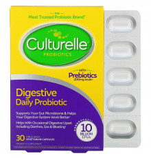 Culturelle, Здоровое пищеварение, ежедневный пробиотик, 30 вегетарианских капсул для ежеднневного приема