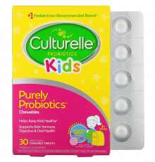 Culturelle, Пробиотические жевательные таблетки для детей, взрыв натуральных ягод, 30 таблеток