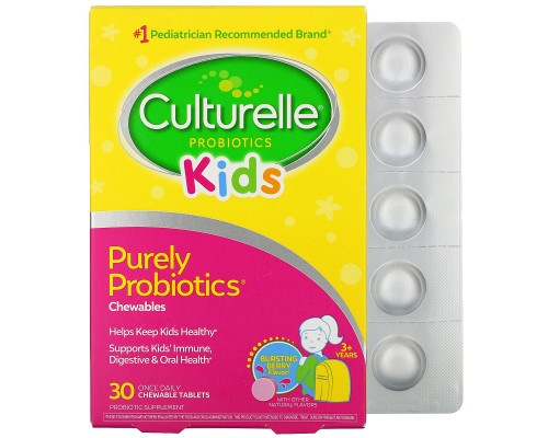 Culturelle, Пробиотические жевательные таблетки для детей, взрыв натуральных ягод, 30 таблеток Culturelle, Пробиотические жевательные таблетки для детей, взрыв натуральных ягод, 30 таблеток