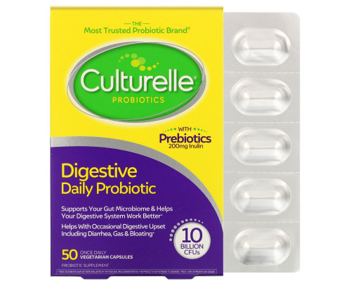 Culturelle, Здоровье пищеварительной системы, пробиотик для ежедневного приема, 50 вегетарианских капсул для приема один раз в день Culturelle, Здоровье пищеварительной системы, пробиотик для ежедневного приема, 50 вегетарианских капсул для приема один раз в день