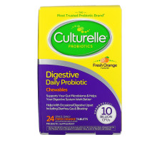 Culturelle, Здоровье пищеварительной системы, пробиотик в жевательных таблетках со вкусом апельсина, 24 таблетки