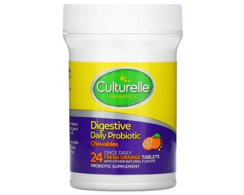 Culturelle, Здоровье пищеварительной системы, пробиотик в жевательных таблетках со вкусом апельсина, 24 таблетки Culturelle, Здоровье пищеварительной системы, пробиотик в жевательных таблетках со вкусом апельсина, 24 таблетки