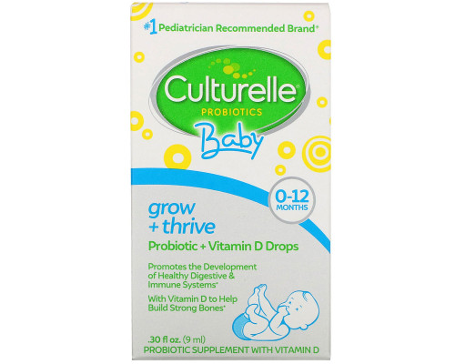 Culturelle, Probiotics, Baby, Grow + Thrive, Probiotics + Vitamin D Drops, 0-12 Months, .30 fl oz (9 ml) Culturelle, Probiotics, Baby, Grow + Thrive, Probiotics + Vitamin D Drops, 0-12 Months, .30 fl oz (9 ml)