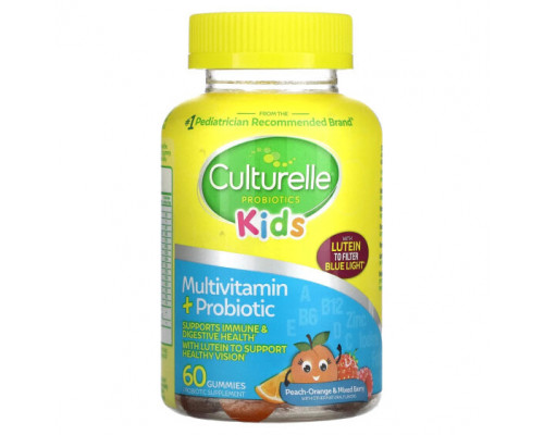 Детское здоровье Culturelle, Детские пробиотики, мультивитамины и пробиотики, персик-апельсин и ягодное ассорти, 60 жевательных таблеток Детское здоровье Culturelle, Детские пробиотики, мультивитамины и пробиотики, персик-апельсин и ягодное ассорти, 60 жевательных таблеток