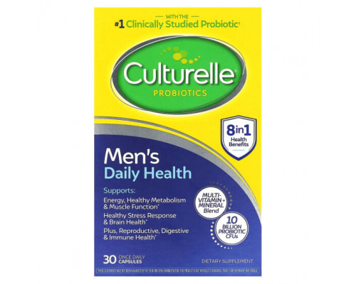 Пребиотики и пробиотики Culturelle, Пробиотики, ежедневное здоровье для мужчин, 10 млрд КОЕ, 30 капсул для приема один раз в день Пребиотики и пробиотики Culturelle, Пробиотики, ежедневное здоровье для мужчин, 10 млрд КОЕ, 30 капсул для приема один раз в день