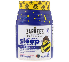 Zarbee's, Таблетки Children's Sleep с мелатонином со вкусом натуральных ягод, 50 жевательных таблеток