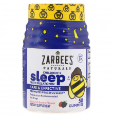 Zarbee's, Таблетки Children's Sleep с мелатонином со вкусом натуральных ягод, 50 жевательных таблеток