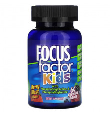 Детское здоровье Focus Factor, Добавка для детей «Focusfactor», ягодный взрыв, 60 жевательных пластинок