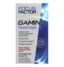 Focus Factor, Gaming Nootropic, Fruit Punch, 14 Drink Mix Packets, 0.2 oz (6.41 g) Each