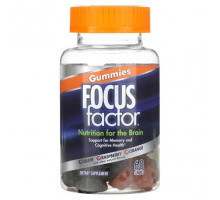 Улучшение памяти и работы мозга Focus Factor, добавка для оптимальной работы мозга, виноград, малина, апельсин, 60 жевательных таблеток