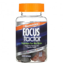 Улучшение памяти и работы мозга Focus Factor, добавка для оптимальной работы мозга, виноград, малина, апельсин, 60 жевательных таблеток
