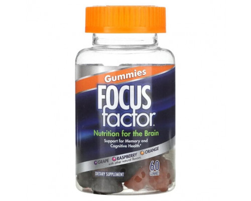 Улучшение памяти и работы мозга Focus Factor, добавка для оптимальной работы мозга, виноград, малина, апельсин, 60 жевательных таблеток Улучшение памяти и работы мозга Focus Factor, добавка для оптимальной работы мозга, виноград, малина, апельсин, 60 жевательных таблеток