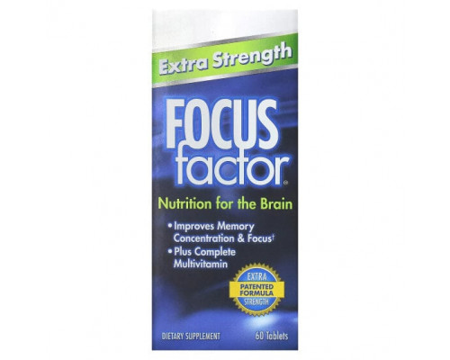 Улучшение памяти и работы мозга Focus Factor, повышенная сила действия, 60 таблеток Улучшение памяти и работы мозга Focus Factor, повышенная сила действия, 60 таблеток