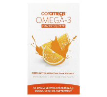 Coromega Омега-3 Выжимающиеся пакетики со вкусом апельсина 90 пакетиков 2.5 г каждый