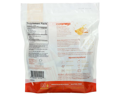 Coromega Омега-3 Squeeze со вкусом апельсина 120 выжимающихся пакетиков по 2.5 г Coromega Омега-3 Squeeze со вкусом апельсина 120 выжимающихся пакетиков по 2.5 г