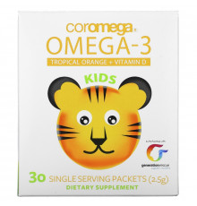 Coromega Kids Omega3 Orange 30 Squeeze Packets 2.5 g Each