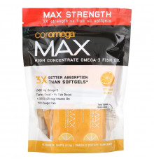 Coromega, Max, Super High Omega-3 Fish Oil, Citrus Burst, 60 Squeeze Shots, (2.5 g) Each