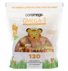 Coromega, Omega-3, Tropical Orange + Vitamin D for Kids,  120 Squeeze Shots