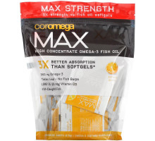 Coromega, Max High Concentrate Omega-3 Fish Oil, Citrus Burst, 90 Squeeze Shots, 2.5 g Each