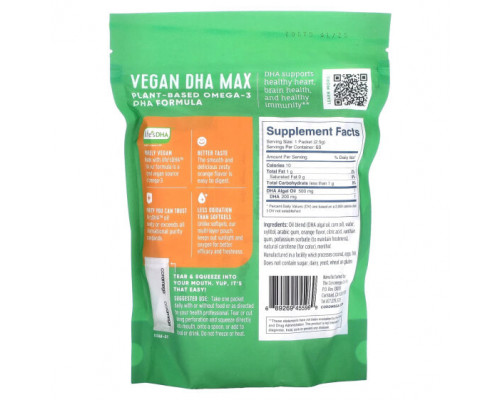 Рыбий жир и Омега 3, 6, 9 Coromega, Vegan DHA Max, апельсин, 60 индивидуальных пакетиков по 2,5 г Рыбий жир и Омега 3, 6, 9 Coromega, Vegan DHA Max, апельсин, 60 индивидуальных пакетиков по 2,5 г