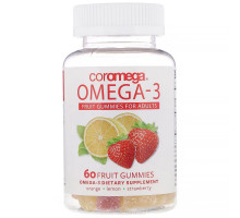 Coromega, Omega-3, Fruit Gummies for Adults, Orange, Lemon, Strawberry, 60 Fruit Gummies