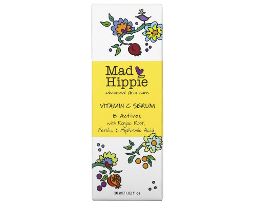 Mad Hippie Skin Care Products, Сыворотка витамина С, 8 активных веществ, 1,02 жидких унции (30 мл) Mad Hippie Skin Care Products, Сыворотка витамина С, 8 активных веществ, 1,02 жидких унции (30 мл)