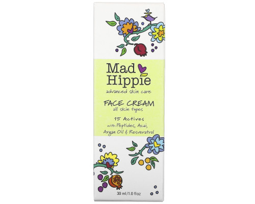 Mad Hippie Skin Care Products, Крем для лица, 15 активных веществ, 1,0 ж. унц.(30 мл) Mad Hippie Skin Care Products, Крем для лица, 15 активных веществ, 1,0 ж. унц.(30 мл)