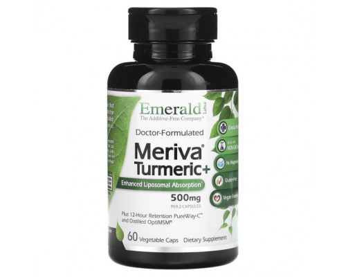 Антиоксиданты Emerald Laboratories, Meriva куркума +, 250 мг, 60 растительных капсул Антиоксиданты Emerald Laboratories, Meriva куркума +, 250 мг, 60 растительных капсул