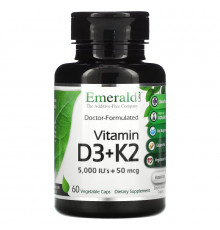 Emerald Laboratories, Vitamin D3 + K2, 60 Vegetable Caps
