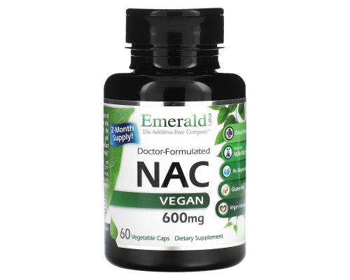 Emerald Laboratories, NAC Vegan, 600 mg, 60 Vegetable Caps Emerald Laboratories, NAC Vegan, 600 mg, 60 Vegetable Caps