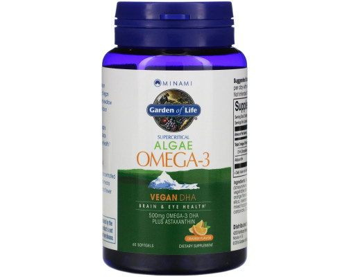 Minami Nutrition Веганская ДГК суперкритическая добавка с Омега-3 со вкусом апельсинов 60 гелевых капсул Minami Nutrition Веганская ДГК суперкритическая добавка с Омега-3 со вкусом апельсинов 60 гелевых капсул