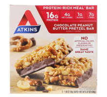 Atkins Батончики со вкусом претцелей с шоколадно арахисовой пастой 5 батончиков 1.7 унций (48 г) каждый