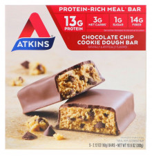 Atkins Улучшенные песочные батончики с кусочками шоколада 5 батончиков каждый по 212 унции (60 г)