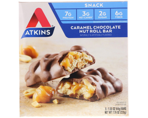 Atkins Advantage Карамель шоколад орех 5 батончиков 16 унции (44 г) каждый Atkins Advantage Карамель шоколад орех 5 батончиков 16 унции (44 г) каждый