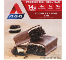 Atkins Батончики со вкусом печенья со сливками 5 шт.  17 унции ( 48 г) каждый