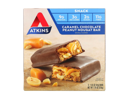 Atkins Advantage Батончик с карамелью шоколадом арахисом и нугой 5 батончиков по 44 г Atkins Advantage Батончик с карамелью шоколадом арахисом и нугой 5 батончиков по 44 г