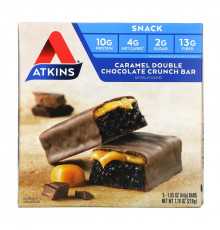 Atkins Advantage хрустящий батончик с карамелью и двойным шоколадом 5 батончиков 1.6 унции (44 г) каждый
