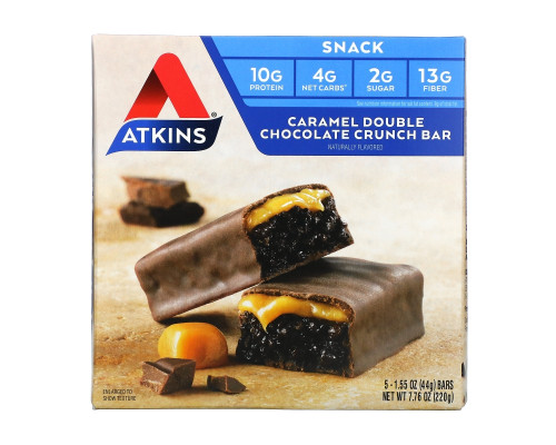 Atkins Advantage хрустящий батончик с карамелью и двойным шоколадом 5 батончиков 1.6 унции (44 г) каждый Atkins Advantage хрустящий батончик с карамелью и двойным шоколадом 5 батончиков 1.6 унции (44 г) каждый