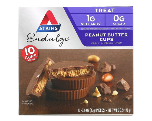 Atkins Endulge Арахисовое масло в чашках 5 упаковок 1.2 унций (34 г) каждая Atkins Endulge Арахисовое масло в чашках 5 упаковок 1.2 унций (34 г) каждая