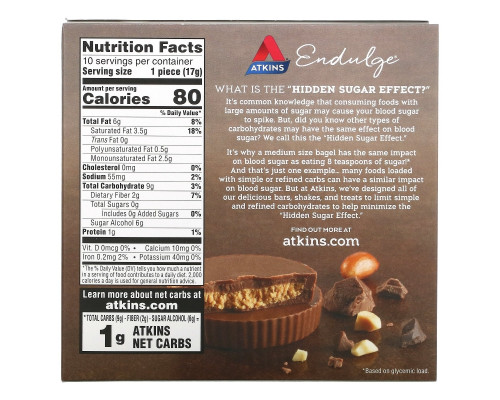 Atkins Endulge Арахисовое масло в чашках 5 упаковок 1.2 унций (34 г) каждая Atkins Endulge Арахисовое масло в чашках 5 упаковок 1.2 унций (34 г) каждая