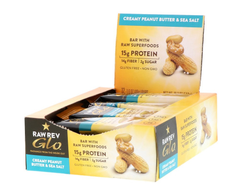 Raw Revolution Glo Creamy Peanut Butter & Sea Salt 12 Bars 1.6 oz (46 g) Each Raw Revolution Glo Creamy Peanut Butter & Sea Salt 12 Bars 1.6 oz (46 g) Each