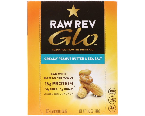 Raw Revolution Glo Creamy Peanut Butter & Sea Salt 12 Bars 1.6 oz (46 g) Each Raw Revolution Glo Creamy Peanut Butter & Sea Salt 12 Bars 1.6 oz (46 g) Each