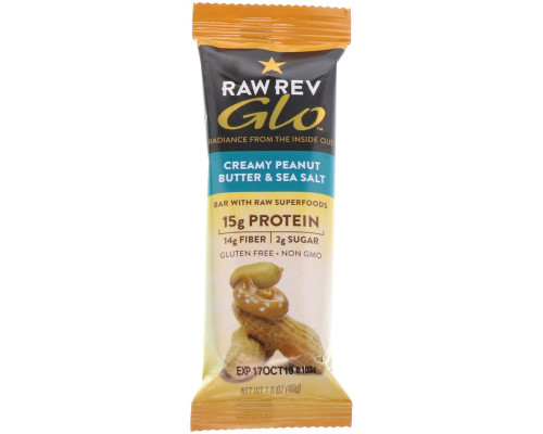 Raw Revolution Glo Creamy Peanut Butter & Sea Salt 12 Bars 1.6 oz (46 g) Each Raw Revolution Glo Creamy Peanut Butter & Sea Salt 12 Bars 1.6 oz (46 g) Each
