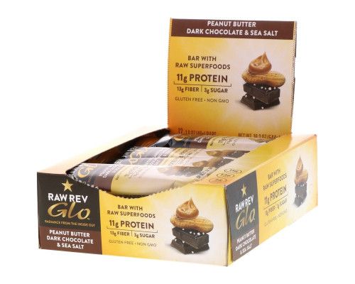 Raw Revolution Glo Peanut Butter Dark Chocolate & Sea Salt 12 Bars 1.6 oz (46 g) Each Raw Revolution Glo Peanut Butter Dark Chocolate & Sea Salt 12 Bars 1.6 oz (46 g) Each