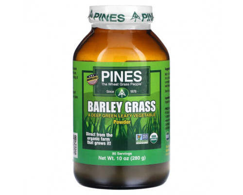 Зелень и зеленые овощи Pines International, Порошок из травы ячменя, 280 г (10 унций) Зелень и зеленые овощи Pines International, Порошок из травы ячменя, 280 г (10 унций)