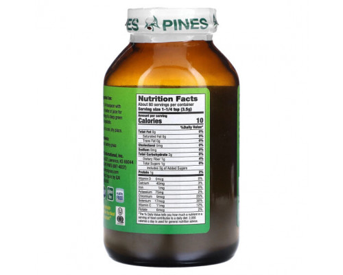 Зелень и зеленые овощи Pines International, Порошок из травы ячменя, 280 г (10 унций) Зелень и зеленые овощи Pines International, Порошок из травы ячменя, 280 г (10 унций)