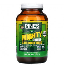 Зелень и зеленые овощи Pines International, Смесь суперфудов Mighty Greens, 227 г (8 унций)