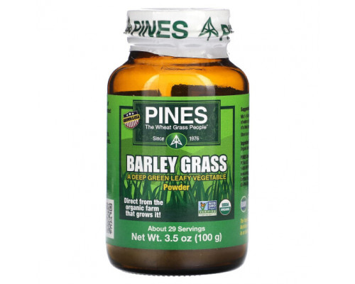 Зелень и зеленые овощи Pines International, Порошок из травы ячменя, 100 г (3,5 унции) Зелень и зеленые овощи Pines International, Порошок из травы ячменя, 100 г (3,5 унции)