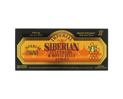 Imperial Elixir Siberian Eleuthero & Royal Jelly Extract Alcohol Free 4000 mg 10 Bottles 0.34 fl oz (10 ml) Each Imperial Elixir Siberian Eleuthero & Royal Jelly Extract Alcohol Free 4000 mg 10 Bottles 0.34 fl oz (10 ml) Each